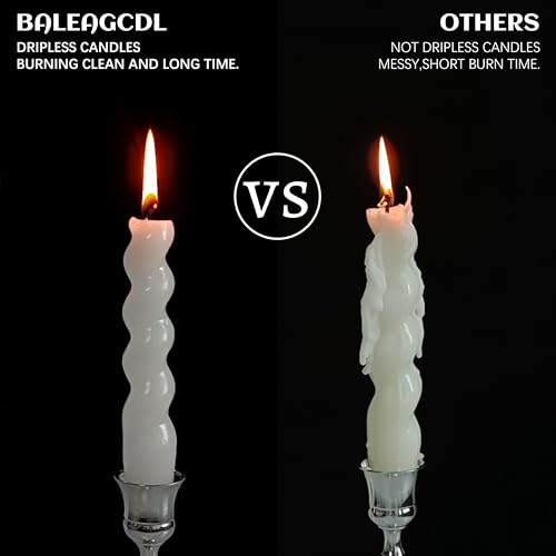 Image of Dripless Short Spiral Candles Crystal White Taper Candles 7.5 Inch Smokeless Twisted Candlesticks Unscented Handmade Candle Sticks 4PCS for Romantic Dinner Wedding Holiday Decoration