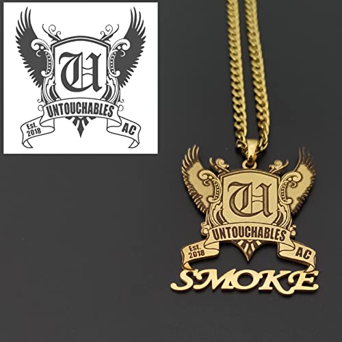 Custom Logo Engraved Necklace Pendant Charm in Gold, Silver & Rose Gold | Personalized Pendant | Logo Necklace for Women & Men3