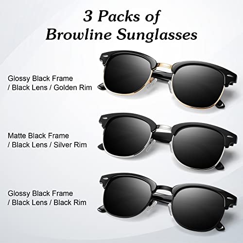 Image of Polarized Sunglasses Men Women,Semi Rimless Retro Shades UV400 Protection