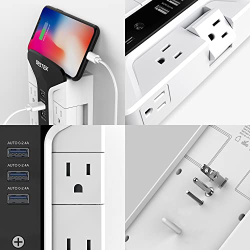 Protector eléctrico BESTEK GG143 con 7 tomas, 3 puertos USB, protección contra sobrecargas y supresor de picos de 900 Joules miniatura 4