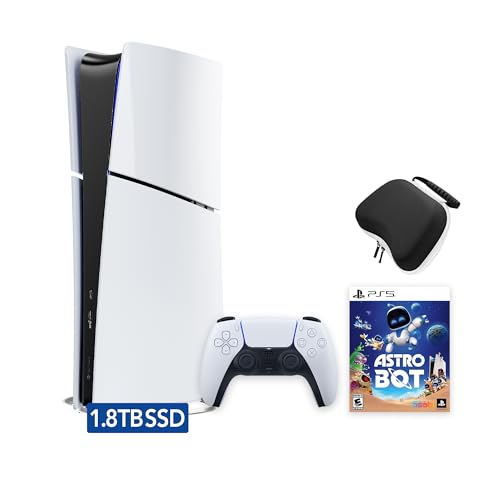 PlayStation 5 Slim Upgraded 1.8TB Digital Edition ASTRO BOT Bundle and Mytrix Controller Case - White, Slim PS5 1.8TB PCIe SSD Gaming Console