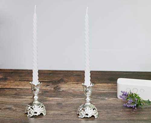 Jazplayer Silver Taper Candle Holders With Deluxe Engraved Design thumb #7