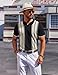 COOFANDY Mens Polo Shirts Striped Vintage Knit Polo Shirt Short Sleeve Old Money Clothes Retro Golf T Shirts