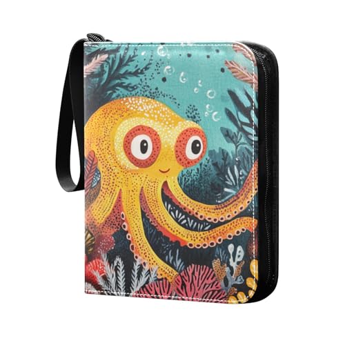 Funda para tarjetas de béisbol con fundas extraíbles de doble cara para niños y niñas, juguetes de regalo, diseño de pulpo divertido