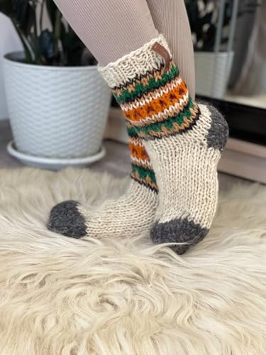 Ukrainian Handmade Knitted Wool Socks/Unique Design for Women or Men/Cozy Hutsul Pattern/Warm Natural Wool/Perfect Knit Gift & Wool Accessor2