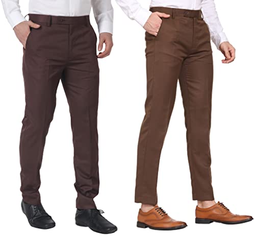 Image of MALENO Men's Regular Fit Polycotton Trouser Pant's Formal Trouser Casual Trouser Pant Combo (Pack of 2)