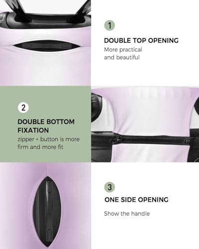 Ombre Lavender Purple Travel Luggage Cover, White Texture Anti-scratch Travel Suitcase Protector Covers, Washable Elastic Baggage Covers Fit 22-25 Inch Carry on Luggage2