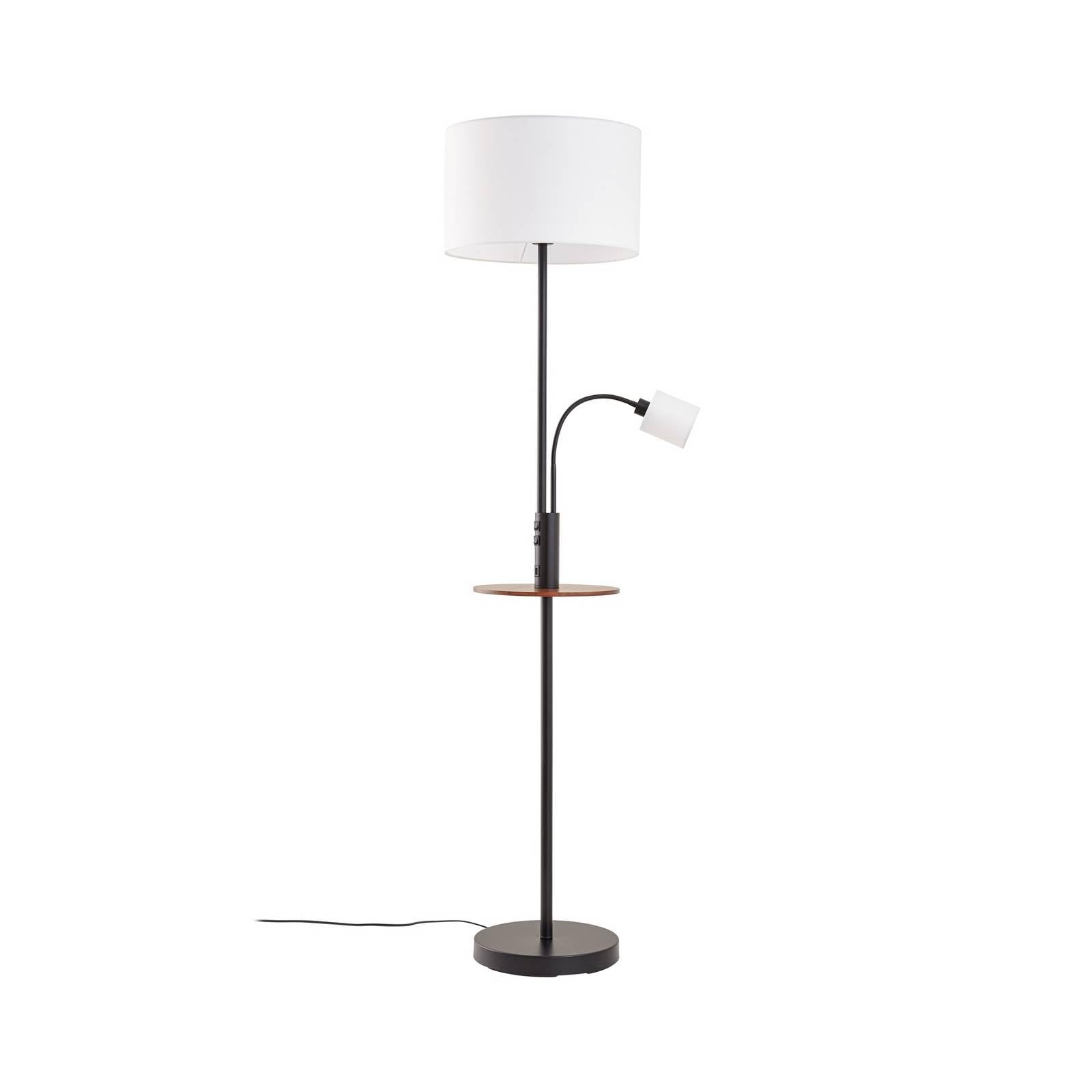 Lindby Lámpara de pie Aovan con estación carga USB (Moderno) en Negro hecho Metal e.o. para Salón & Comedor (1 llama, E27) lámpara textil