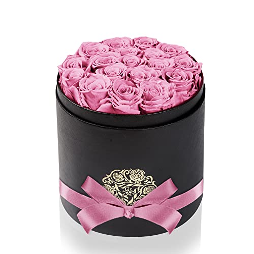 NATROSES Preserved Roses Pink Roses in a Box That Last Up to 3 Years, Long Lasting Roses for Her, Preserved Flower Gifts for Her Valentines Day Gifts, Mothers Day
