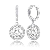 Pendientes de aro de plata de ley 925 con nudo celta para mujer, con nudo celta, pendientes redondos para orejas sensibles, joyería celta irlandesa, regalo de Navidad