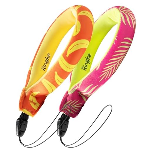 Ringke Floating Strap (2 Pack) Universal Waterproof Float for All Devices, Galaxy S20 Series, iPhone 12 Series, Digital Camera, and More - Palm Leaves + Banana