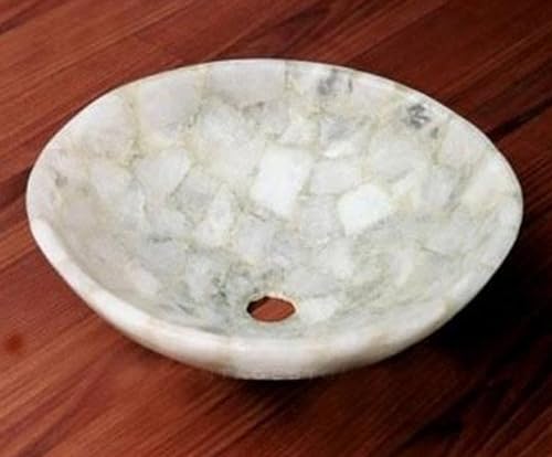 Fregadero de cuarzo blanco I Lavabo de cuarzo blanco I Lavabo de cuarzo montado en la mesa I Cuarzo Blanco Lavabo de Cuarzo I Lavabo de Cuarzo 21 x 21 pulgadas