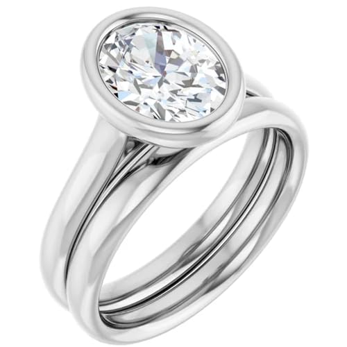 2 Carat Oval Cut Lab Diamond Engagement Ring Bezel Set2