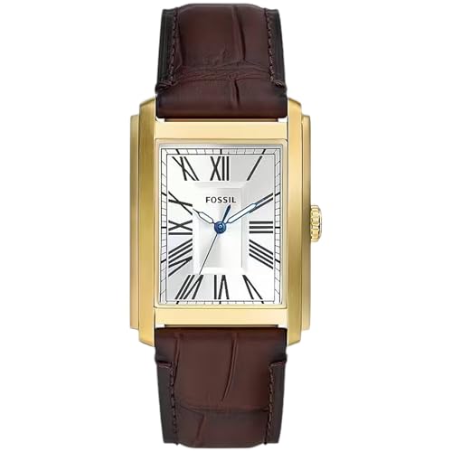 Fossil Carraway uhr für Herren, Quarzwerk mit Leder- oder Edelstahlarmband, Dunkelbraun, 30MM