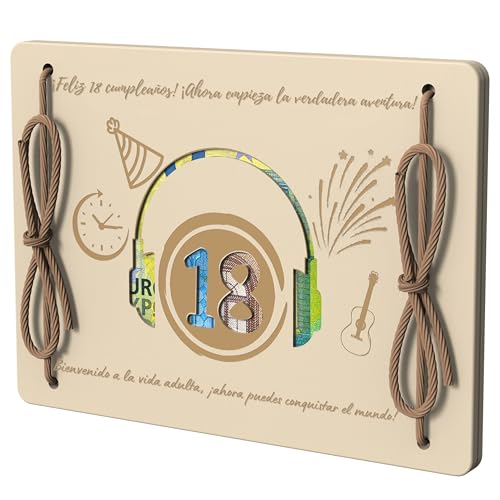 EQUIK PRODUCTS Cartão de felicitações de madeira | Presente com dinheiro, carteira de madeira | presente de aniversário original | presente divertido | presente para viagens e aniversários