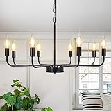 Matte Black Chandelier, Modern Farmhouse Candle Ceiling Light for Dining Room Comtemporary 8 Lights