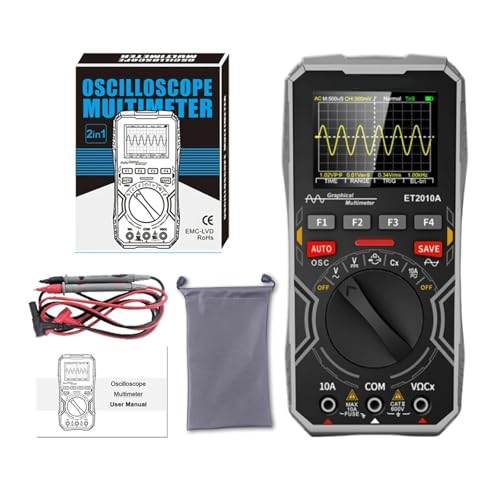 Osciloscopio digital 2 en 1 ET2010A, multímetro portátil de,5 Msps y MH/z, herramienta prueba eléctrica multifuncional(ET2010A Gray)