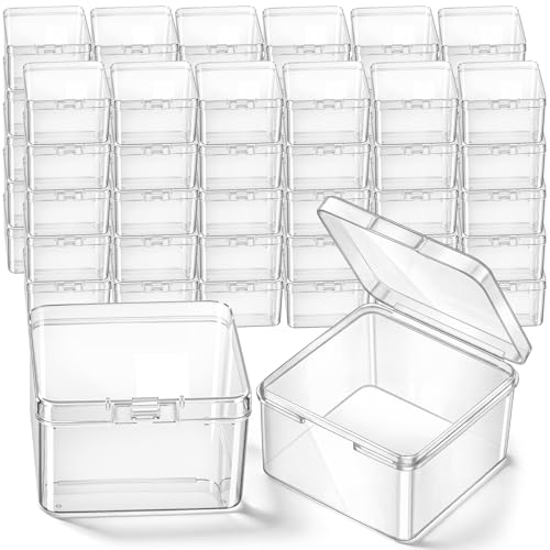Image of Jetec 60 Pieces Mini Plastic Clear Beads Storage Containers Box for Collecting Small Items, Beads, Jewelry, Business Cards, Game Pieces, Crafts (2.5 x 2.5 x 1.6 Inch)