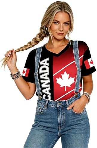 MEESHEEP Canada Shirt Women 2026 World Soccer Fans T-Shirts Football Jersey Canadian National Day Tees - 1