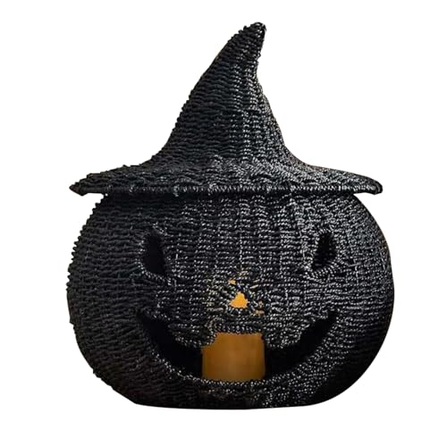 Basyurity Hand-Woven Pumpkin Halloween Decorations, Lantern Pumpkin Candle Holder with