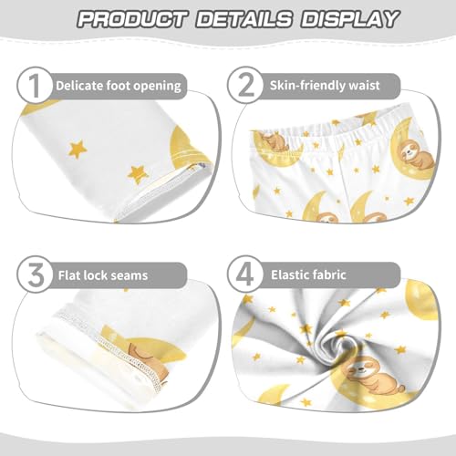 Vdsrup Girls Leggings Sloth Yellow Moon Kids Length Leggings Pants Athletic Yoga Pants Toddler Tights Trousers 4T3