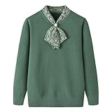 [RAMEMO] プルオーバー セーター 秋冬春 裏フリース 保温防寒 あったかい シニアレディース 洋服 カットソー グリーン XL ゆったり アウター インナー トップス お誕生日プレゼント ママ 50-70代 婦人服