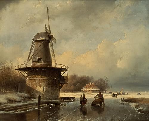 Tableau paysage d'hiver d'Andreas Schelfhout, impression d'art premium