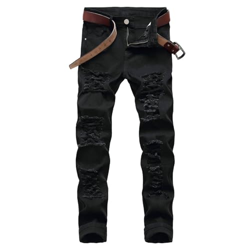 FZYLQY Mens Ripped Denim Pants Skinny Stretch Distressed Destroyed Slim Fit Fashion Casual Business Hiking Camping Jeans2