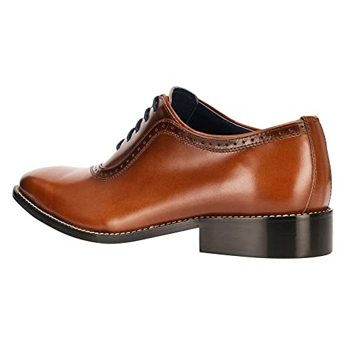 Image of LIBERTYZENO Mens Burnished Toe Genuine Leather Adults Lace Up Oxford Dress Shoes for Easter Gift