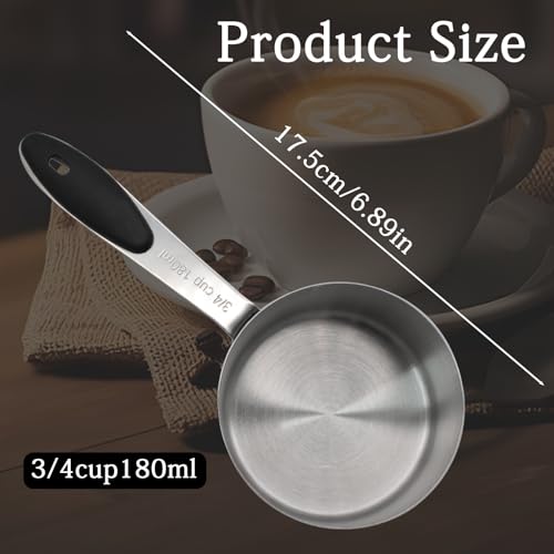 Vaso medidor 180 ml de acero inoxidable con mango de silicona miniatura 3