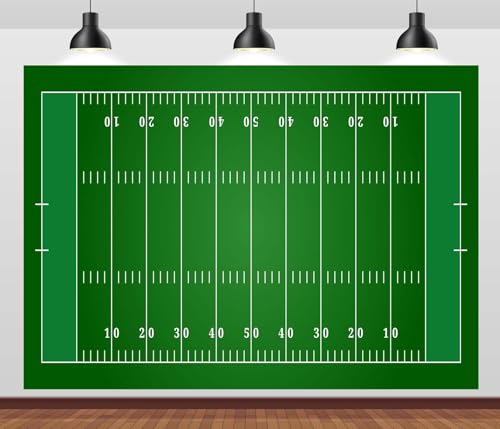 BELECO 7x5ft Fabric American Football Field Backdrop Football Stadium Green Lawn Background Sports Party Decorations Birthday Baby Shower Banner Portrait Photoshoot Prop