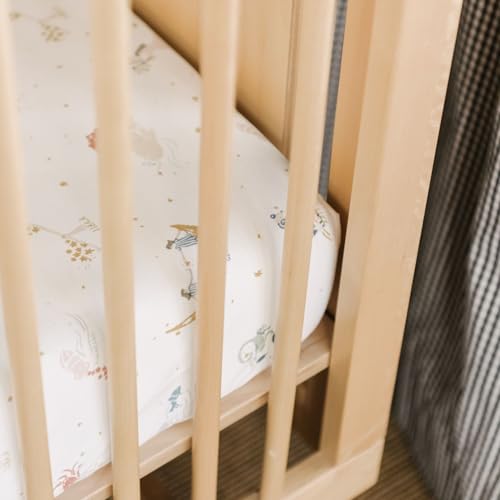 Image of Pehr Crib Sheet, Zodiac, Organic Cotton, 52 inch x 28 inch x 8 inch | Breathable Brushed Organic Cotton for Soft Sleep, Reusable Fabric Bag Packaging, Standard Crib Mattresses