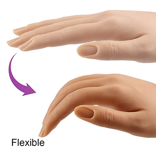 Practice Hand For Acrylic Nails 6 Colors Silicone Female Mannequin Life Size Hand With Insertable Nails For Nail Art Beginners/Nail Salon Artists(18Cm) #TOP2
