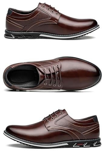 Men's Dress Shoes Wide Width, Comfort Dress Sneakers Men Fashion Business Casual Oxford Shoes Soft Derby Shoe for Working Driving Walking Brown, 11.5 Wide2