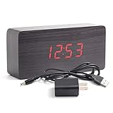 Digital Clock No Alarm- Black Clock with Red Led Numbers, No Alarm Quiet Bedside Clock Tells Time...