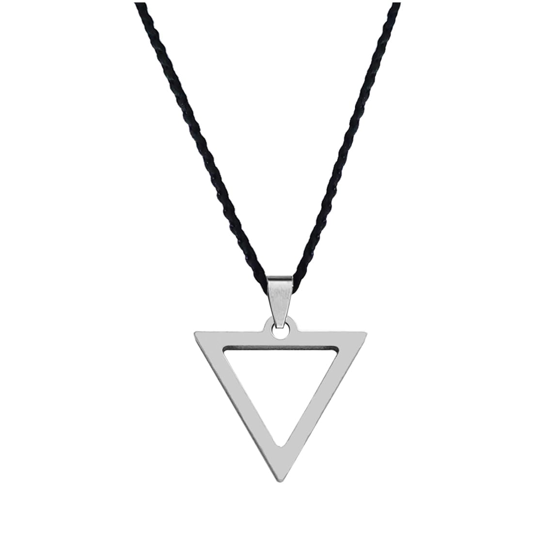 Hollow Triangle Stainless Steel Men′ S Geometric Pendant Necklace Jewelry Silver Stainless Steel Pendant Cotton Dori For Men And Women-image-13