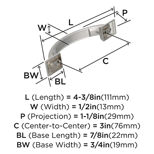 Image of Amerock | Cabinet Pull | Satin Nickel | 3 inch (76 mm) Center to Center | Candler | 1 Pack | Drawer Pull | Drawer Handle | Cabinet Hardware