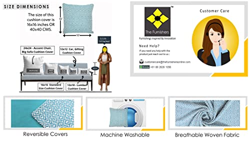 Image of 16x16 Inch Reversible Pack of 1 Teal Cotton Argyle Woven Throw Pillow Covers for Couch Sofa Bed Home Decoration Restaurant | Size 40 x 40 cm