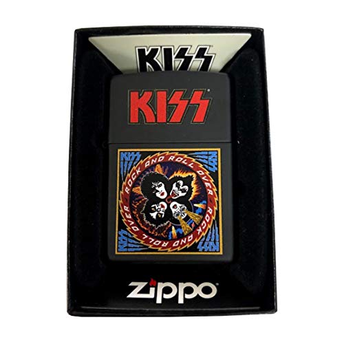 Zippo Custom Lighter - Matte Black KISS Rock and Roll Over Heavy Metal Band Music Starchild Demon Spaceman Catman