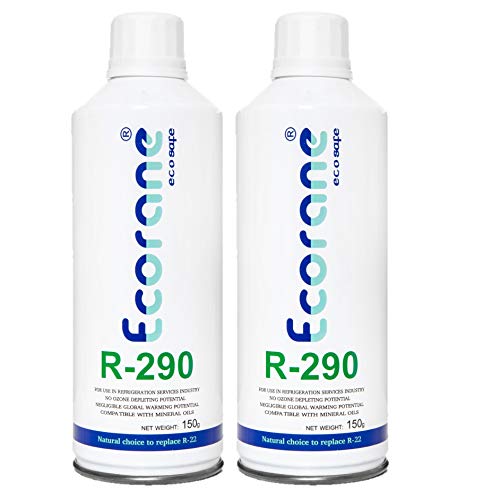 ECORANE® Portable High Purity Good Propane r290 refigerant Gas Cylinder Canister Suitable for use in a Range of Refrigeration and air Conditioning Applications. (150gm) (2)