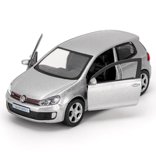 1:36 Volkswagen Golf GTI Toy Car, Diecast Pull Back Model Car, Doors Open, Collection Kids Toy for Aged 3 and up, Gift Silver