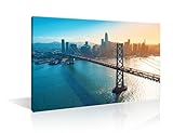 Wall Art for Living Room Bay Bridge in San Francisco Wall Art US City Skylines Paintings Printed Pictures Posters & Prints 1 Panels Modern Artwork Ready to Hang for Bedroom Office - 24"Wx36"HH