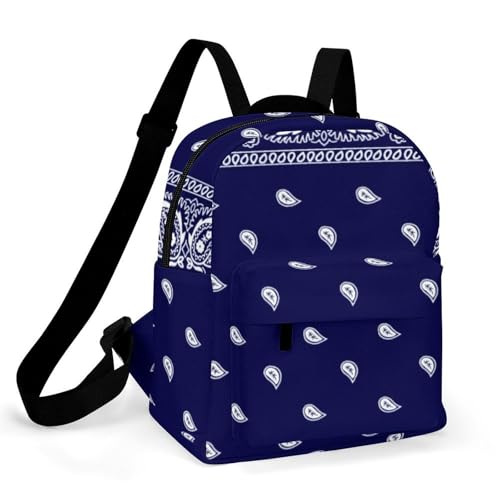 Bandana True Blue Exquisite And Compact Casual Women's Backpack, Suitable for Going Out
