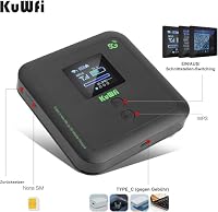 KuWFi 5G Mobiler WLAN Router mit SIM-Karte, WiFi 6, eSIM, 6000-mAh-Akku – Ansicht 8