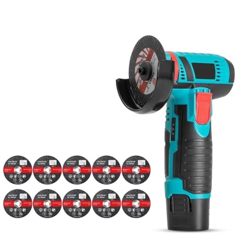 Mini amoladora angular a batería de 12V y 19500 RPM con 10 discos de corte 4