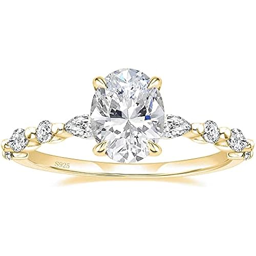 EAMTI 925 Sterling Silver Engagement Rings for Women Oval Cut