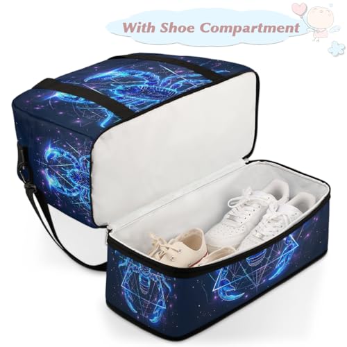 Glowing Animal Scorpion Travel Duffle Bags With Shoes Compartment for Women Men Weekender Overnight Bag Foldable Sports Tote Gym Carry On Luggage Handlebag for Travel Yoga Hospital Workout4