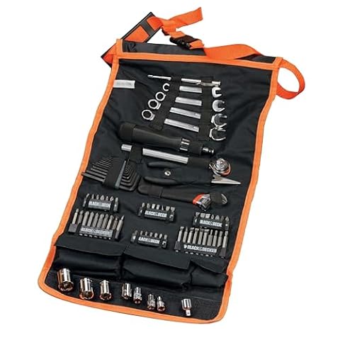 Black+Decker 77-częściowy zestaw narzędzi w torbie do zwijania (akcesoria do narzędzi samochodowych) A7063
