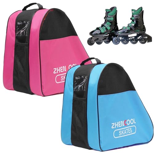 XJKLBYQ Roller Skate Bag,2Pcs Breathable Ice-Skating Bag with Adjustable Shoulder,Waterproof Nylon Large Capacity Oxford Cloth Skating Bag for Outdoor Sports and Travel