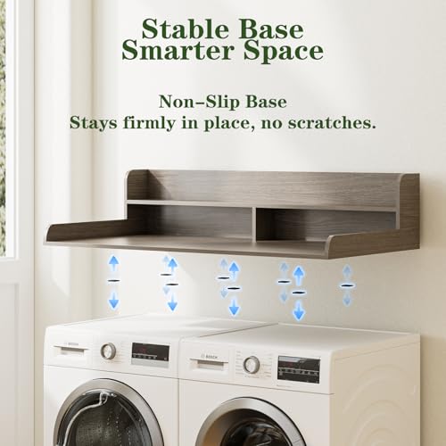 2-Tier Washer Dryer Countertop, Laundry Room Organization and Storage, 27.6" x 54" Wood Laundry Countertop for Washer and Dryer, Gray - Image 6